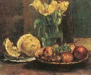 Lovis Corinth Stillleben mit gelben Tulpen, apfeln und Grapefruit France oil painting artist